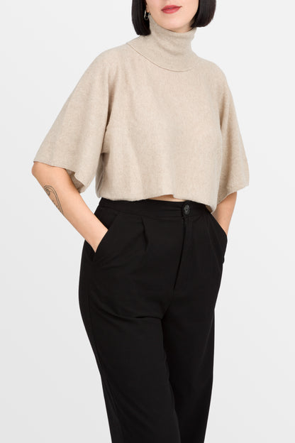 Amy - Poncho corto a collo alto in puro cashmere