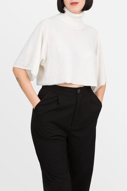 Amy - Poncho corto a collo alto in puro cashmere