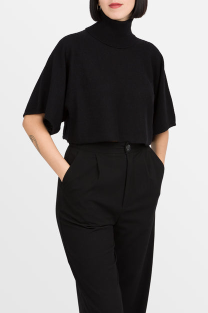 Amy - Poncho corto a collo alto in puro cashmere