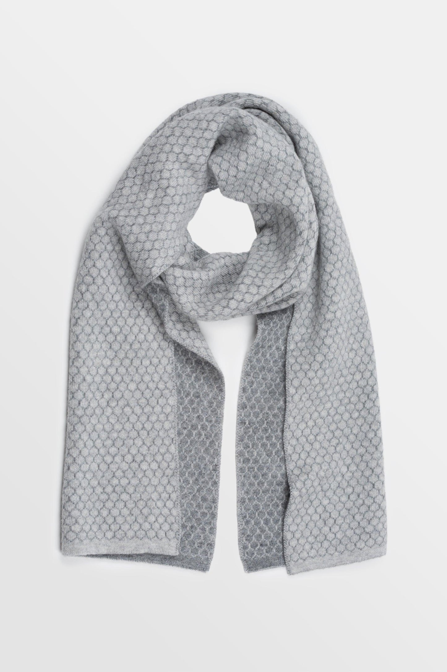 still life sciarpa double face a nido d'ape in misto cashmere unisex di colore grigio medio perla