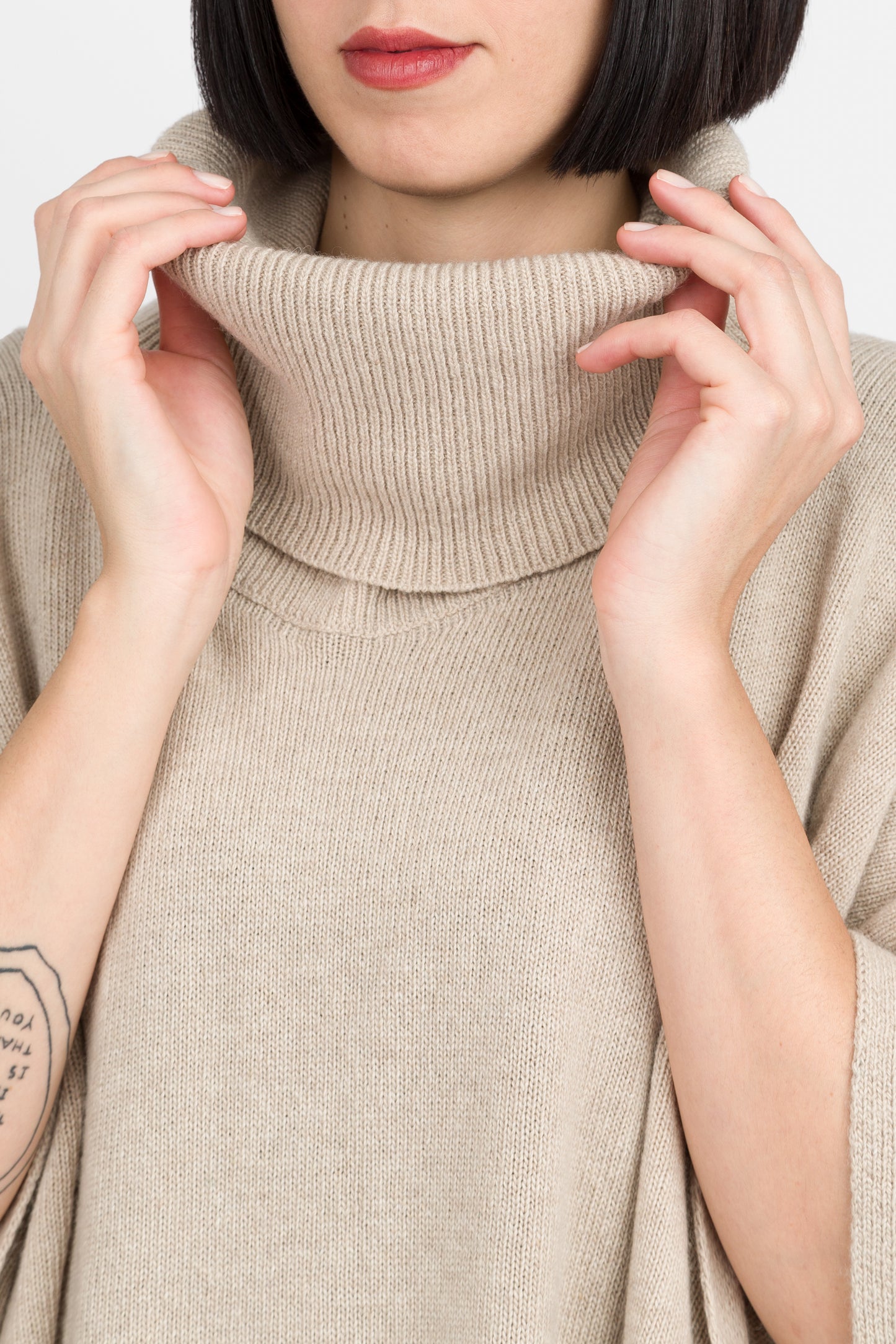 Juliette - Poncho lungo a collo alto in misto cashmere