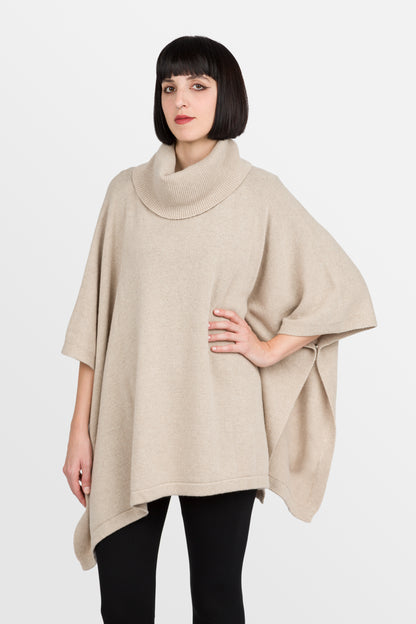 Juliette - Poncho lungo a collo alto in misto cashmere