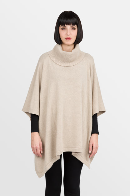 Juliette - Poncho lungo a collo alto in misto cashmere