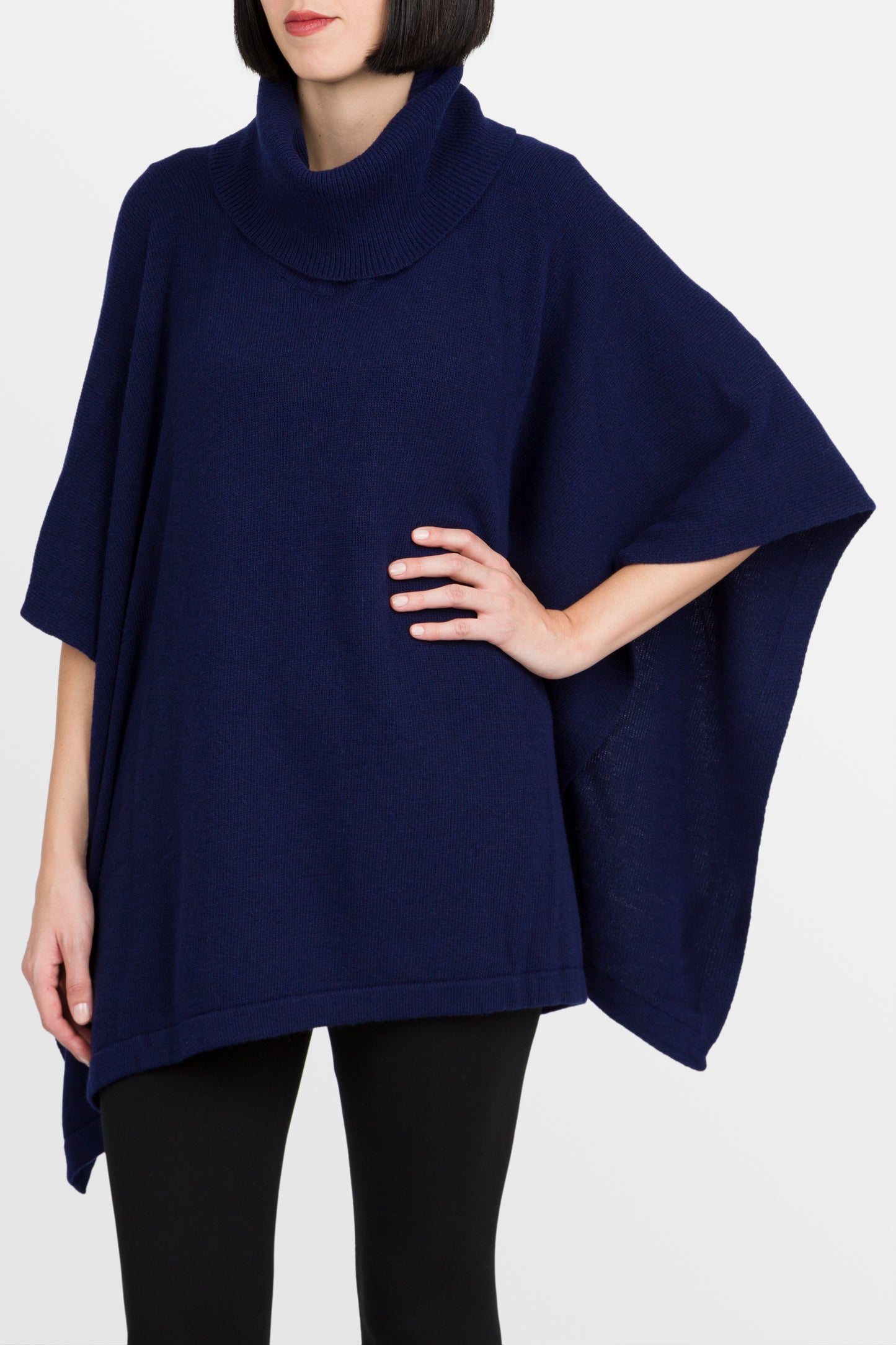 Juliette - Poncho lungo a collo alto in misto cashmere