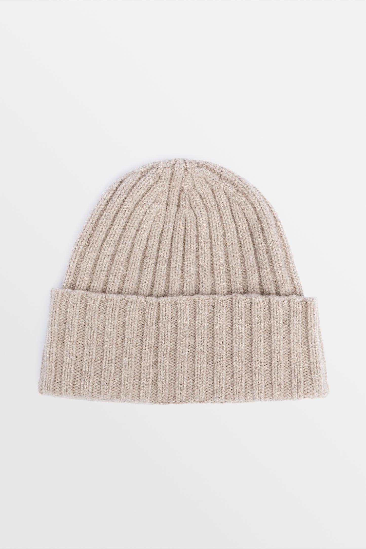 cappello a coste in puro cashmere unisex di colore beige