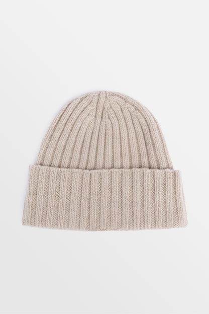 cappello a coste in puro cashmere unisex di colore beige