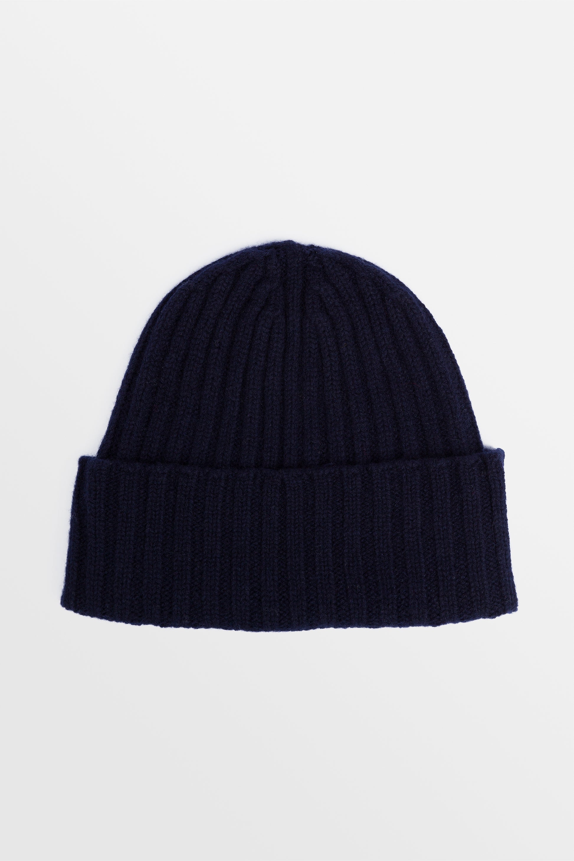 cappello a coste in puro cashmere unisex di colore blu scuro